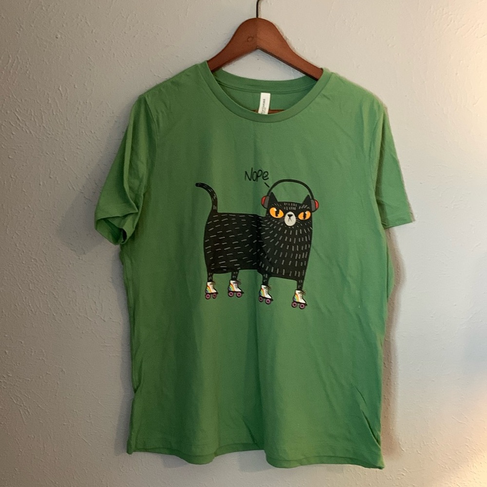 Bella Canvas Green Graphic Cat Tee
